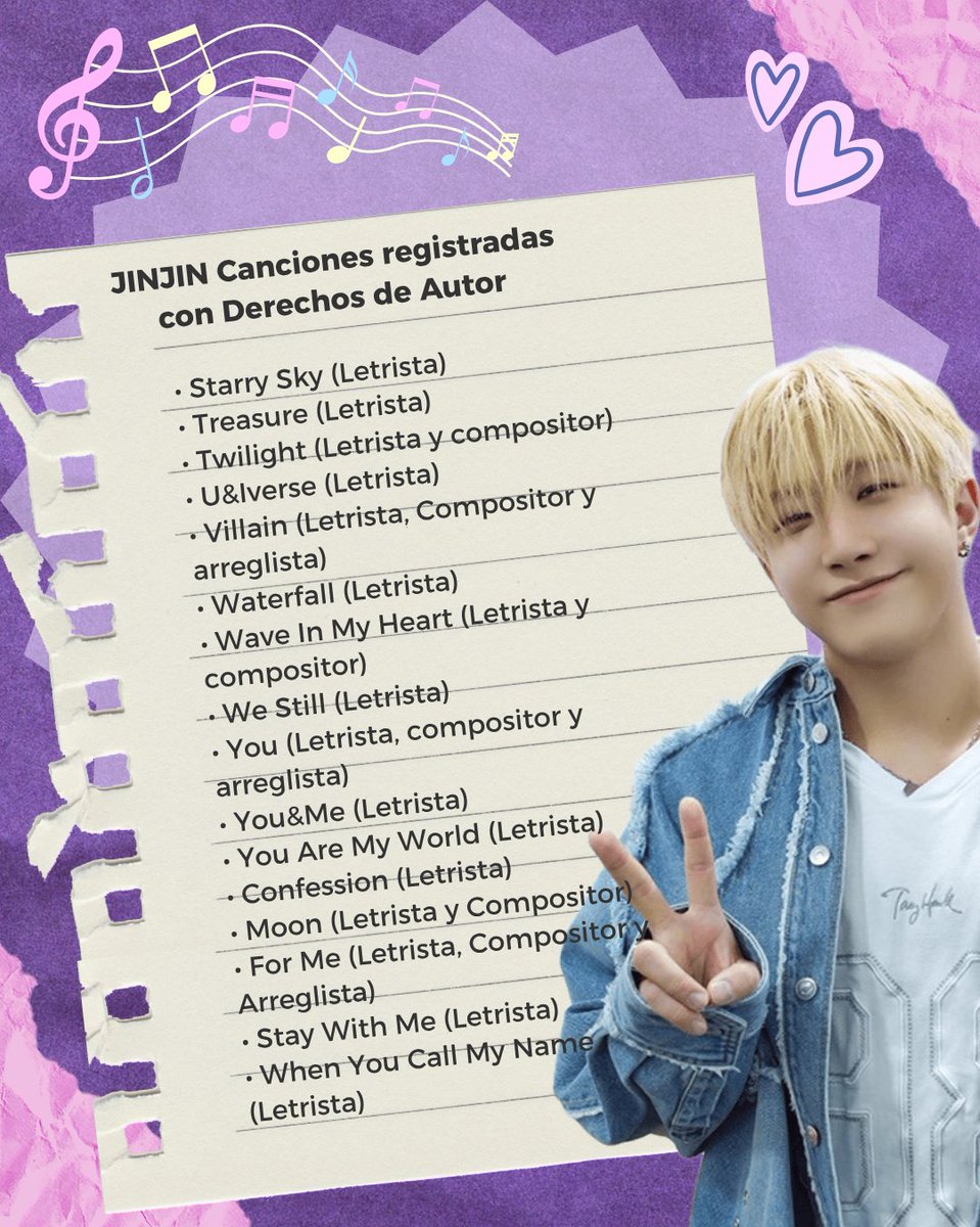 jinjinturtle's tweet photo. 🎼 | #AROHA te compartimos las canciones en las que participó #JINJIN y que están registradas con Derechos de Autor por la "Korea Music Copyright Association".

#JINJIN tiene registradas un total de  94 canciones con Derechos de Autor. ✨🥹 https://t.co/Fb3S7SM9s8