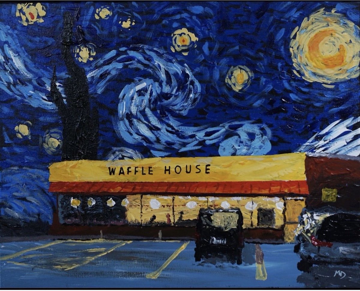 SaintRPh's tweet photo. Great News! Waffle House Co contacted Etsy and my Waffle House Prints are back for sale! They are Literally the best company in America. Also check out my clearance prices on original art. https://t.co/F5J4SSK3Wd https://t.co/vG3qXjPvwr