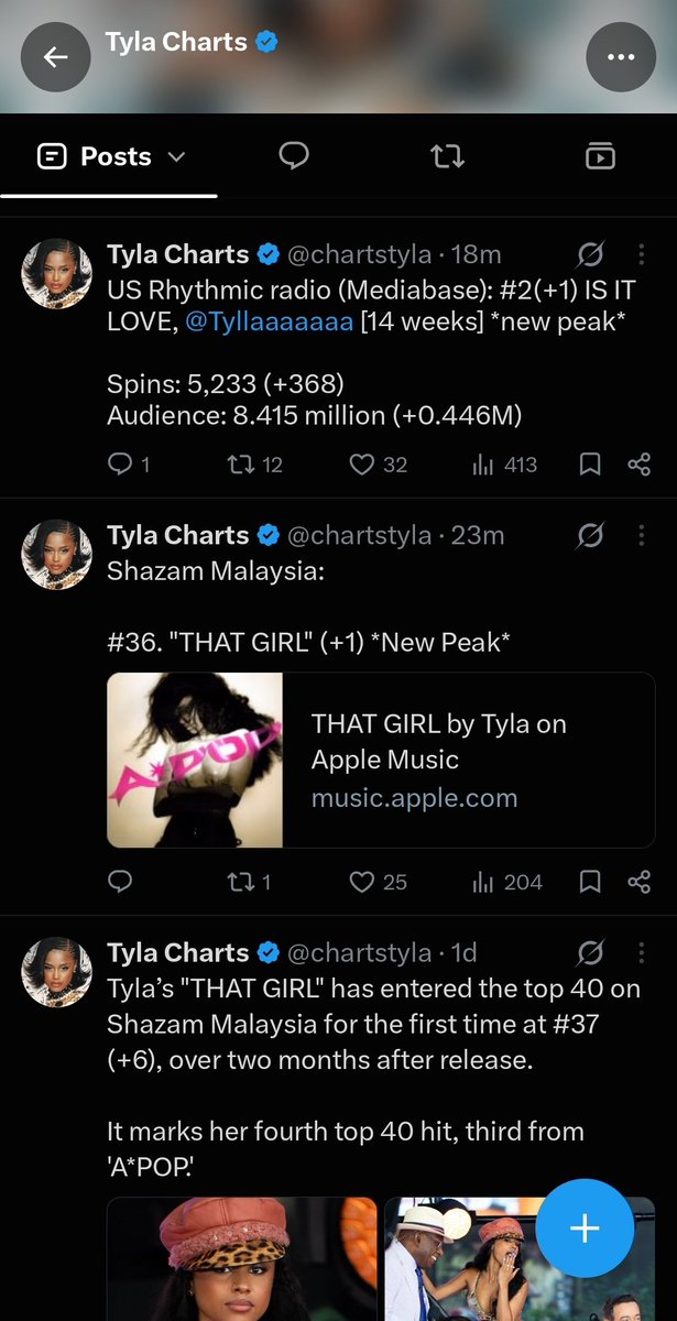 selfishseethal's tweet photo. tyla charts vs chxrry charts: one is actually doing updates and the other is trying to be shady.... https://t.co/BrZH3gcb15