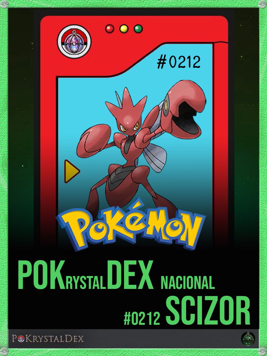 pokrystaldex's tweet photo. 🟢✨ #0212  - Scizor ✨🟢
.
.
#scizor #pokrystaldex #pokemon #pokemoncommunity #pokedex https://t.co/t7byYfGFn5