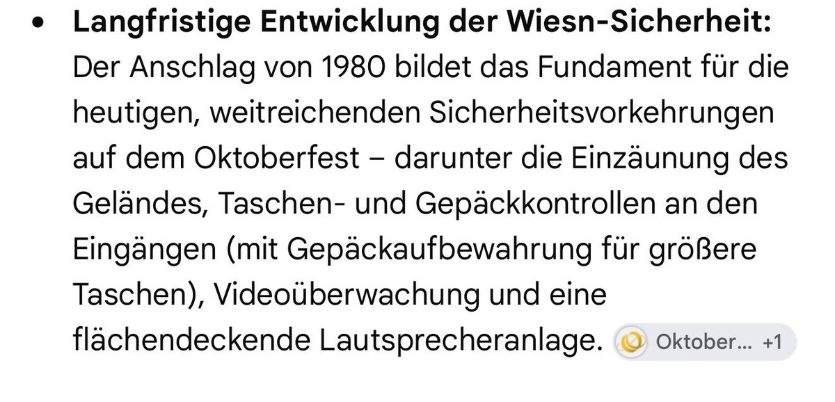 MichaelKF142's tweet photo. @totalreporter Viele der heutigen Sicherheitsmassnahmen gehen tatsächlich auf das Attentat von 1980 zurück. Er lügt nicht. Recherchieren müssen Sie das nicht. Es steht in Wikipedia. https://t.co/8er7sGsViC