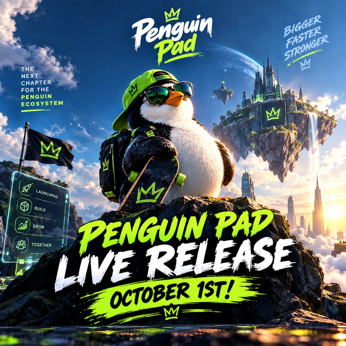 mememintlab1's tweet photo. 🚀 Penguin Pad goes LIVE October 1st! 🐧

The countdown is on.
A new chapter for the Penguin ecosystem is about to begin.

October 1st — mark the date. 🔥

@PenguinPad_xyz @PENGUINRBH

 #RobinhoodChain #memecoin #Crypto https://t.co/e1d0EqUTux