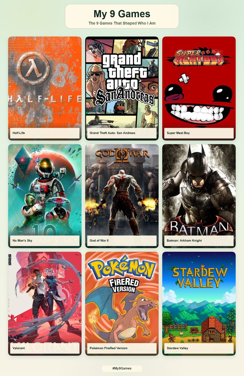 Rye_ok's tweet photo. My 9 games #My9Games https://t.co/t4WUZliC2y https://t.co/i3n36hrKCc