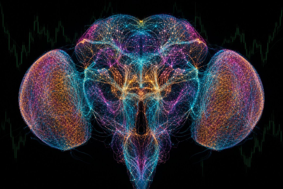 egortrushenkov's tweet photo. i'm connecting a fruit fly's brain to a Polymarket bot.

that brain has 139,255 neurons, and only 1,303 of them get to talk to its body. what each part does, and why that number matters for a bot: https://t.co/cXoBuO3YqA