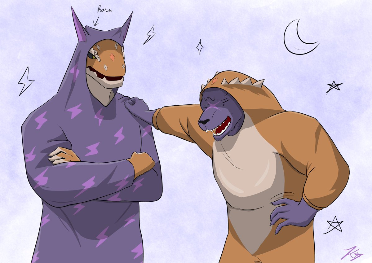 KautPeak's tweet photo. i was gonna create a story of them getting drunk and lose a bet to put on the pajamas blah blah 

...but eh who cares ITS THEM IN PAJAMAS  

#hugo #fubesco #czn #furry https://t.co/9ZyKsOfcjp