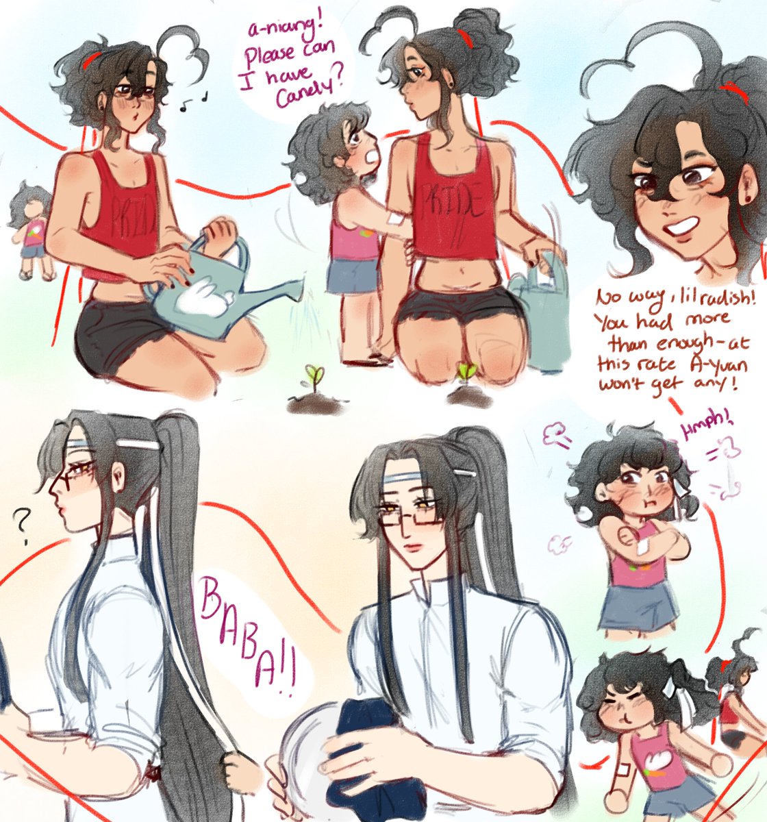 NeutralArtist's tweet photo. Some wangxian family dynamics~ based on a strawpage request 

Wangxian may say no but a-yuan is old enough to grab candy for a-xin!

#MDZS #WangXian https://t.co/fcPl9fmxoy