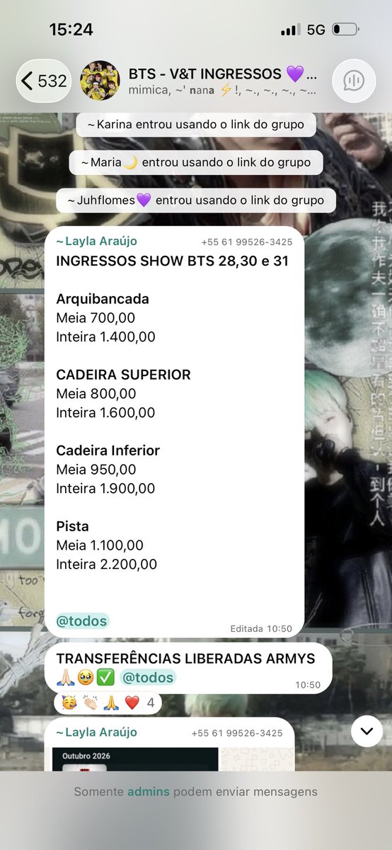 thvajinnie's tweet photo. vim alertar vocês de uma possível golpista, não realiza mediação, quando pedido video do quentro parou de responder, além de que 10hrs postou que já estava liberada a transferência, dando o primeiro Feedback as 11, sendo que so podia transferir as 14, ajudem a dar rt

venda bts https://t.co/W1TaEZB7uX