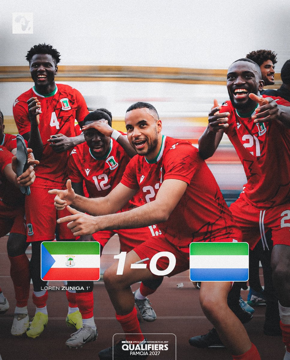 ActuFootAfrique's tweet photo. 🚨 La Guinée-Équatoriale 🇬🇶 𝑩𝑨𝑻 la Sierra-Leone 🇸🇱 (1-0) ! 🌍🔫 https://t.co/N2Zdt0h2Dp