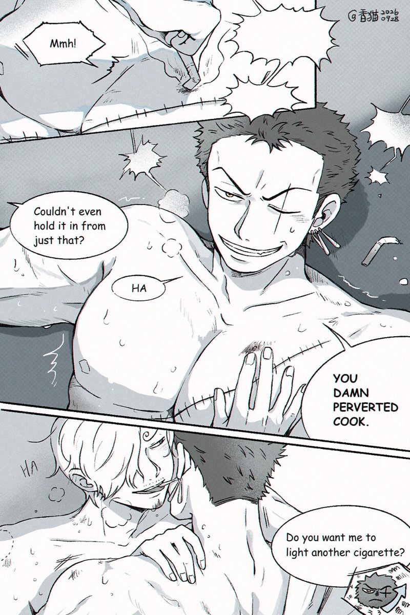 BananacatHp's tweet photo. 🚬🤏🕒
⚔️🗯️💗

*Minor hurt/painplay
#zosan #ゾロサン https://t.co/ndzrEwnaZY