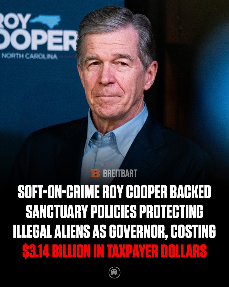 Republicans's tweet photo. Roy Cooper put illegals before American citizens and forced taxpayers to foot the bill.

He is the worst governor in North Carolina history.

@WhatleyNC will ALWAYS put Americans first! https://t.co/VL3nkUD4oB