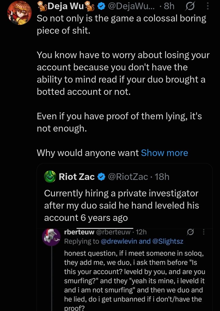 RobertLfrh1's tweet photo. @DejaWukong @innanetpat @thegamerwebsite Your account is literally just you constantly whining lol. I took 5 seconds to get these screenshots, all you posted within just the last 8 hours. https://t.co/bnGJWvBMNh