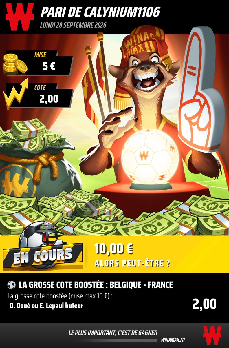 gaborieaudimi's tweet photo. Je prends aussi la côte boostée Winamax https://t.co/vrjwwATxF9