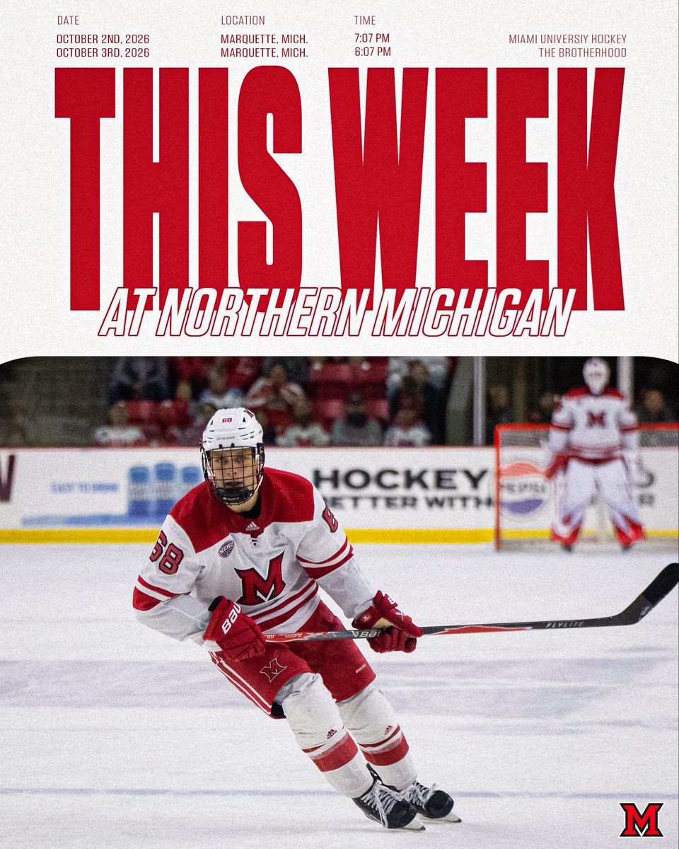 MiamiOH_Hockey's tweet photo. you heard right… we play hockey this week

#RiseUpRedHawks https://t.co/UwBQIf2vCl