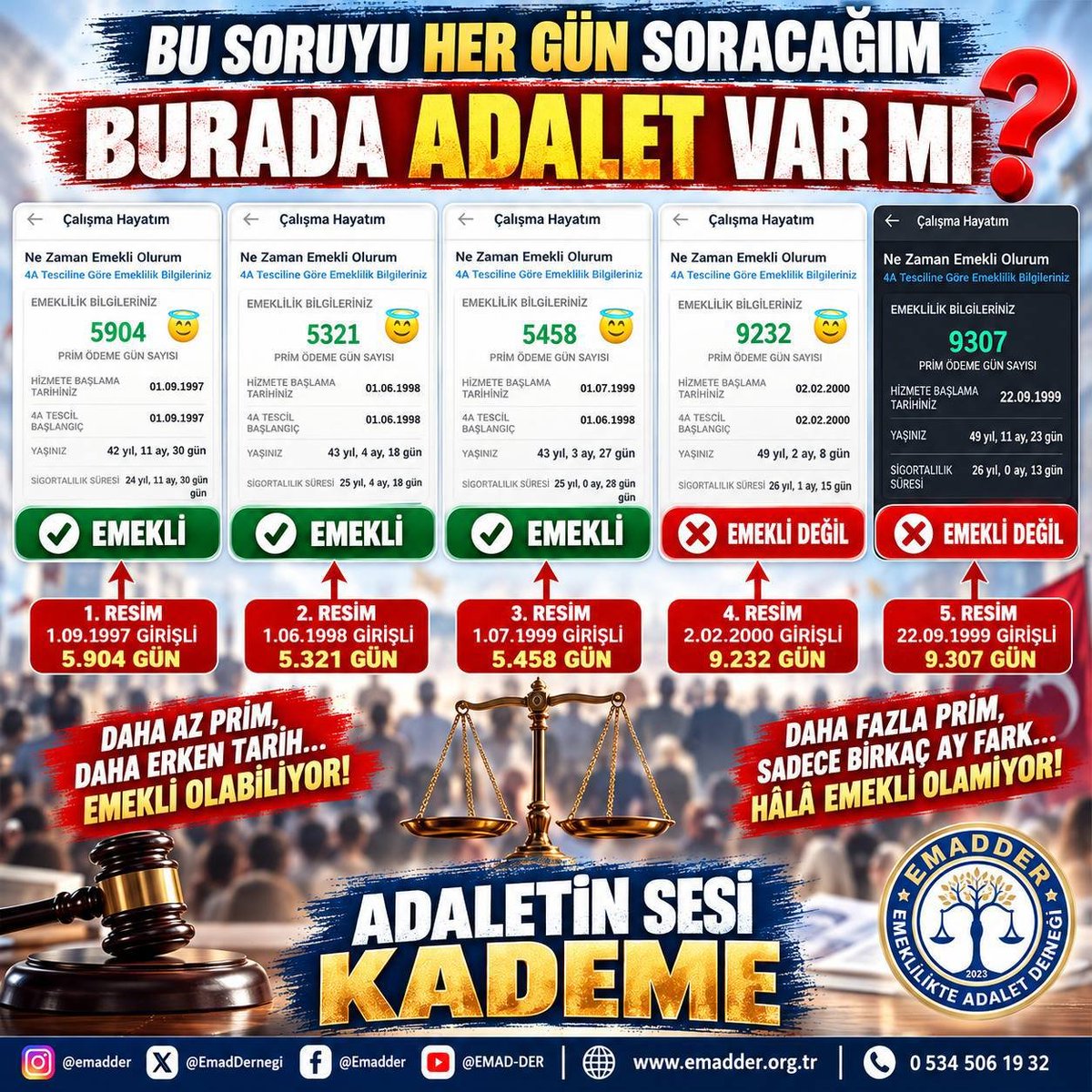 RK343737's tweet photo. @mihribanugurluu Ey bu adaletsizliğe sessiz kalanlar neredesiniz 
Soruyorum bir gün geç sgk girişimiz var diye 17-20 yıl daha çalışmaya mahkum edildik bu hangi vicdana hangi adalete sığar? Adalet istiyoruz kademeli emeklilik acilen yasalaşmalıdır 
@EmadDernegi
#KademeYasalaşsın https://t.co/YZAGwnI3Ps