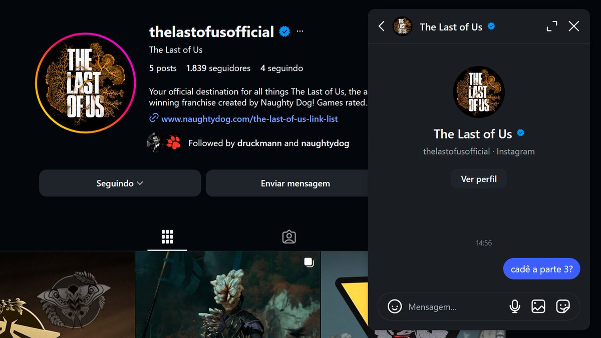 TheLastOfUsBR's tweet photo. Estão deixando a gente sonhar!

13 anos depois The Last of Us ativa contas oficiais dedicadas aos jogos PlayStation! https://t.co/DHQ7B8ffRP