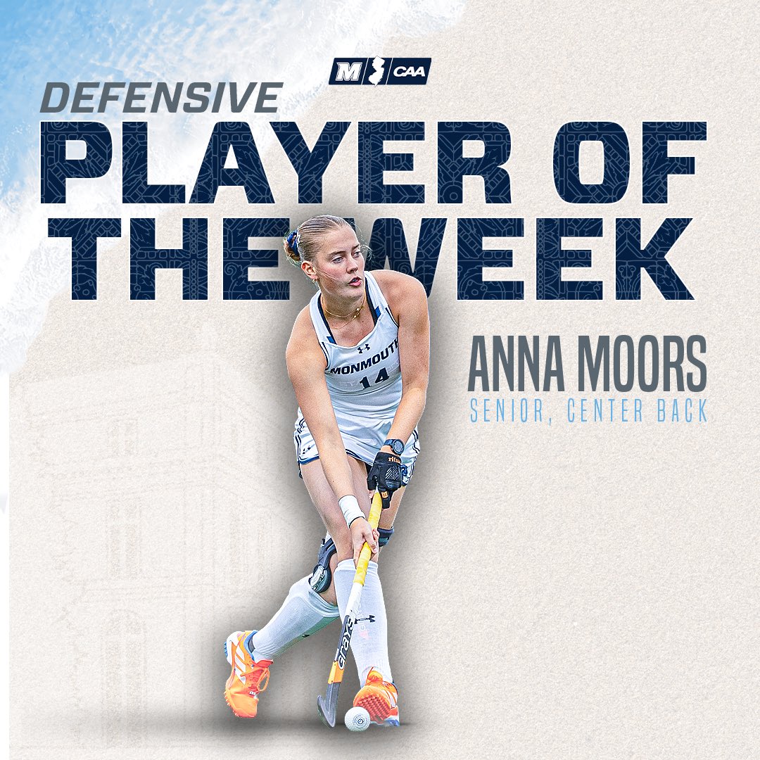 MonmouthFH's tweet photo. DEFENSIVE PLAYER OF THE WEEK 👏👏

congratulations to Anna Moors for earning her 6️⃣th career weekly honor &amp; first of the season! 

READ MORE: https://t.co/AkO1EYIDOn

#FlyHawks
#aShoreThing 🌊 https://t.co/NQ22iLNP7K