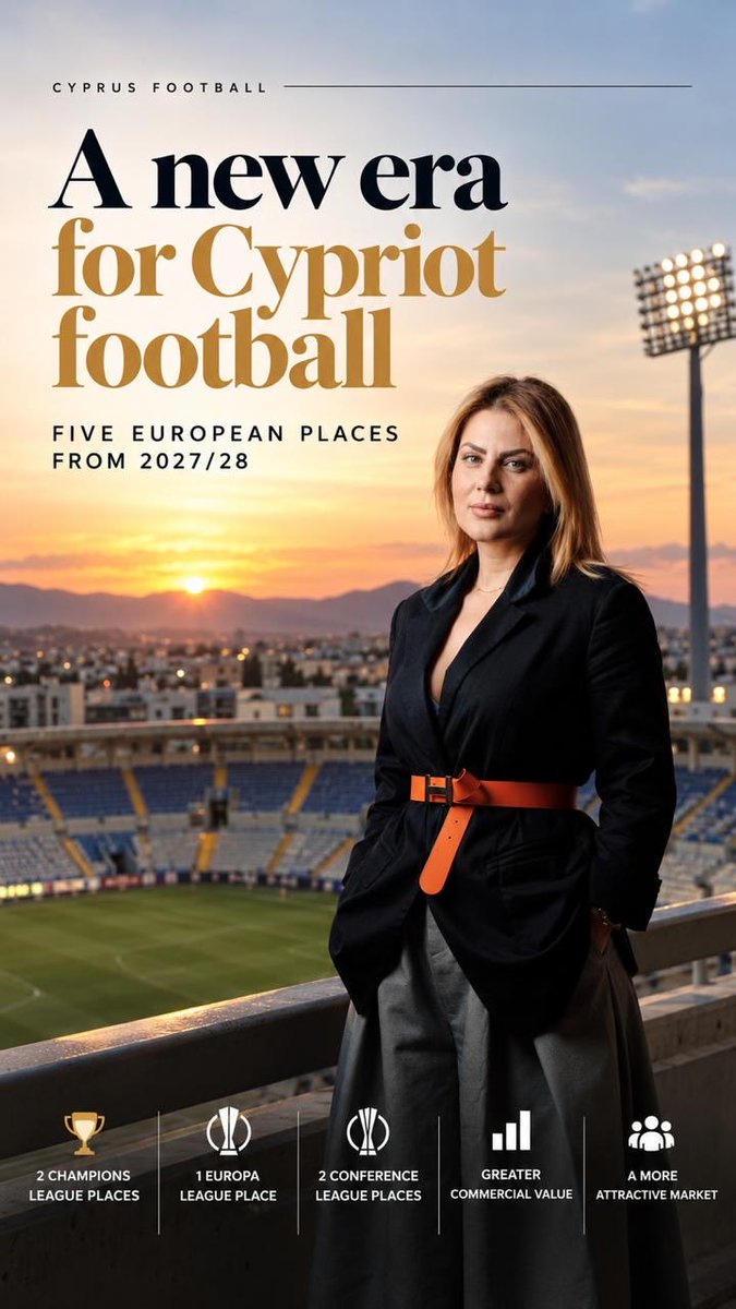 evapourkou's tweet photo. Cyprus football ALERT 🇨🇾⚽

From the 2027/28 season, Cyprus will have five clubs entering European competitions, with the top two having a route into Champions League qualification.

For a market of our size, this is significant. Not only from a sporting perspective, but from a business one. More access to Europe means greater visibility, more commercial opportunities, stronger propositions for sponsors and players and a more interesting market for sports investors.

Cyprus has passionate fan bases, clubs with history, improving European performance and still significant room for commercial development. And now, the potential route to Europe becomes wider. But this opportunity also comes with responsibility. European places alone will not develop Cypriot football. What our clubs build around them will.

1. Better governance. 
2. Stronger commercial structures. 
3. Investment in academies. 
4. Better sponsorship propositions. 
5. Long-term financial planning.

Cypriot clubs earned this opportunity through their performances in Europe. Now the question is how we use it. Because, if managed correctly, this could be the beginning of a very interesting new chapter... not only for Cypriot football, but for the business of football in Cyprus.

#CyprusFootball #SportsBusiness #FootballBusiness #SportsInvestment #UEFA