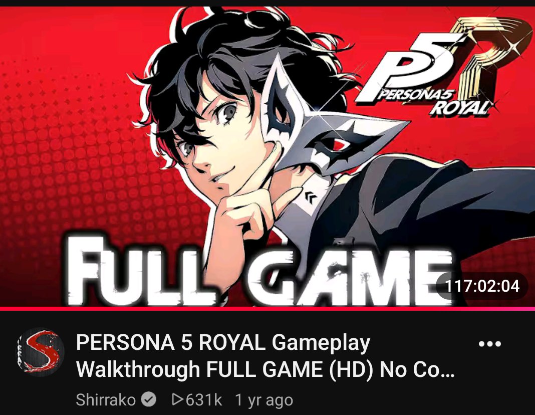 gaatled's tweet photo. Finished persona 5 Royal 6/10 (outdated graphics)

 On a side note however i'm so glad they brought it to pc through the YouTube port https://t.co/3EuiFNK2wo