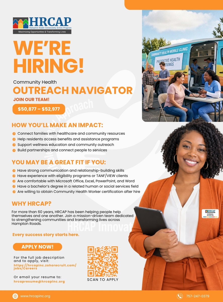 RoadsAction's tweet photo. We’re hiring a Community Health Outreach Navigator!

Help families connect with healthcare, benefits, assistance programs, and other important community resources. 

Apply here:
https://t.co/GZ5ZpL9exc

#HRCAP https://t.co/OWOjWZ6j8h