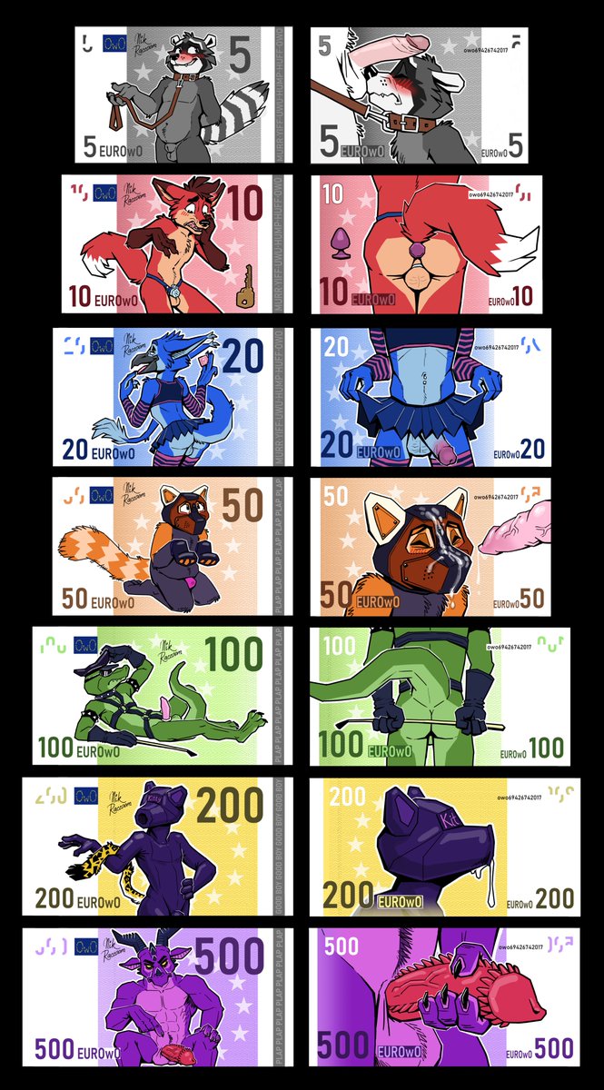 NikRaccoom's tweet photo. Well, the new EurOwO banknotes are finally designed and ready to be issued as the common currency of the Eurozone! 😏🔥 https://t.co/1vCLjGWePC