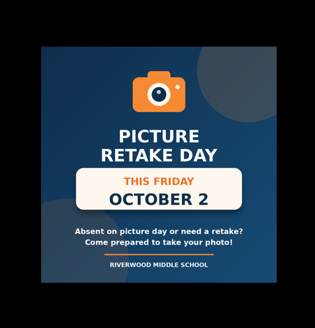 HumbleISD_RMS's tweet photo. School Picture Retakes or Makeups are this Friday! Oct 2 https://t.co/2LeVORYLI8