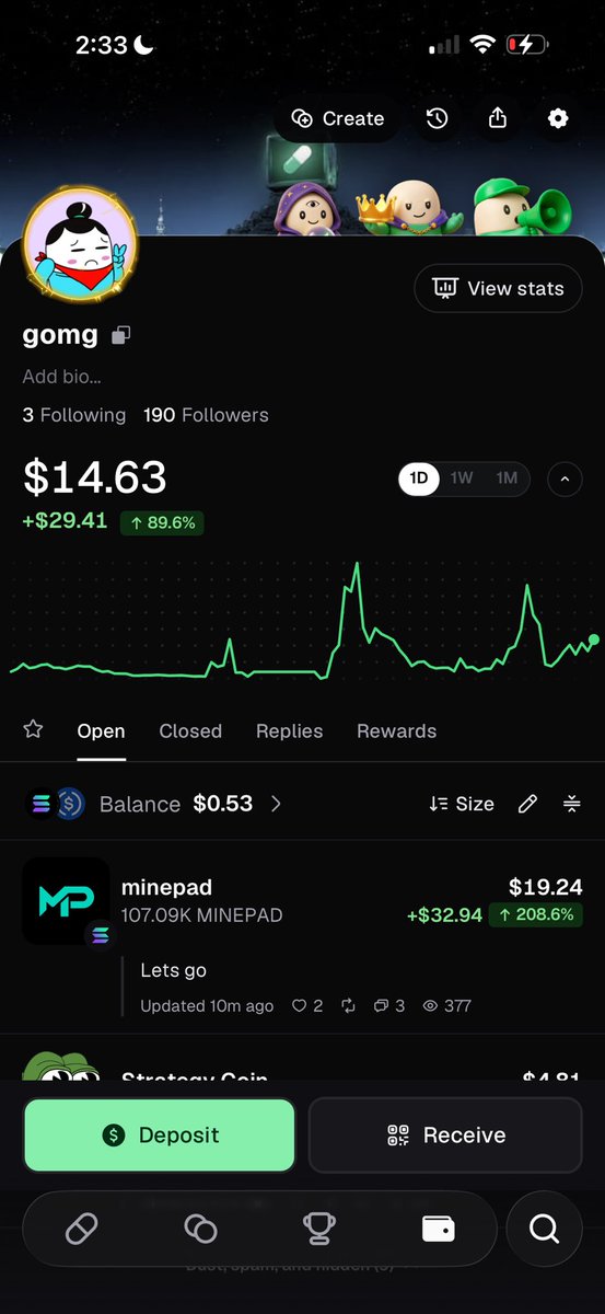 0xdegenn0's tweet photo. @minepadsol Im holding til now sir i hope you guys pick me https://t.co/sxj2Qxc5wZ