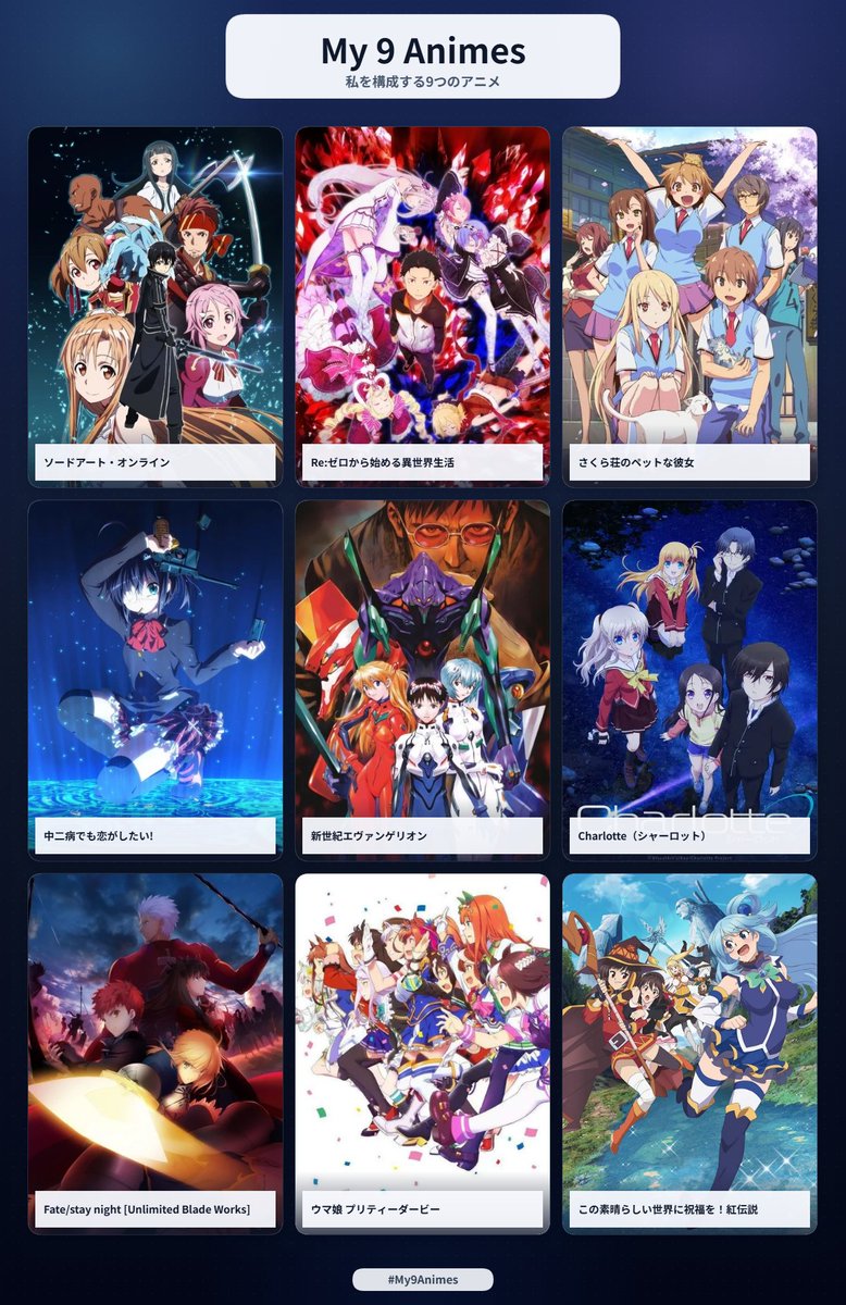 zirian555's tweet photo. 私を構成する９つのアニメ https://t.co/SusG5qSQHy