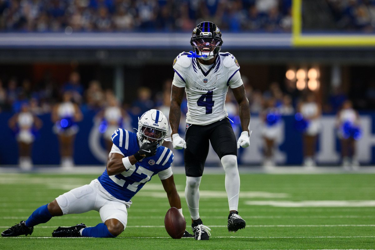 PFF's tweet photo. Highest yards per route run this season among WR
(min 25 routes)

Zay Flowers                         9.36*
Jaxon Smith-Njigba         4.35
Drake London                     3.81
Davante Adams                 3.41
CeeDee Lamb                     3.22

*whoa https://t.co/IBUYpxQRs7