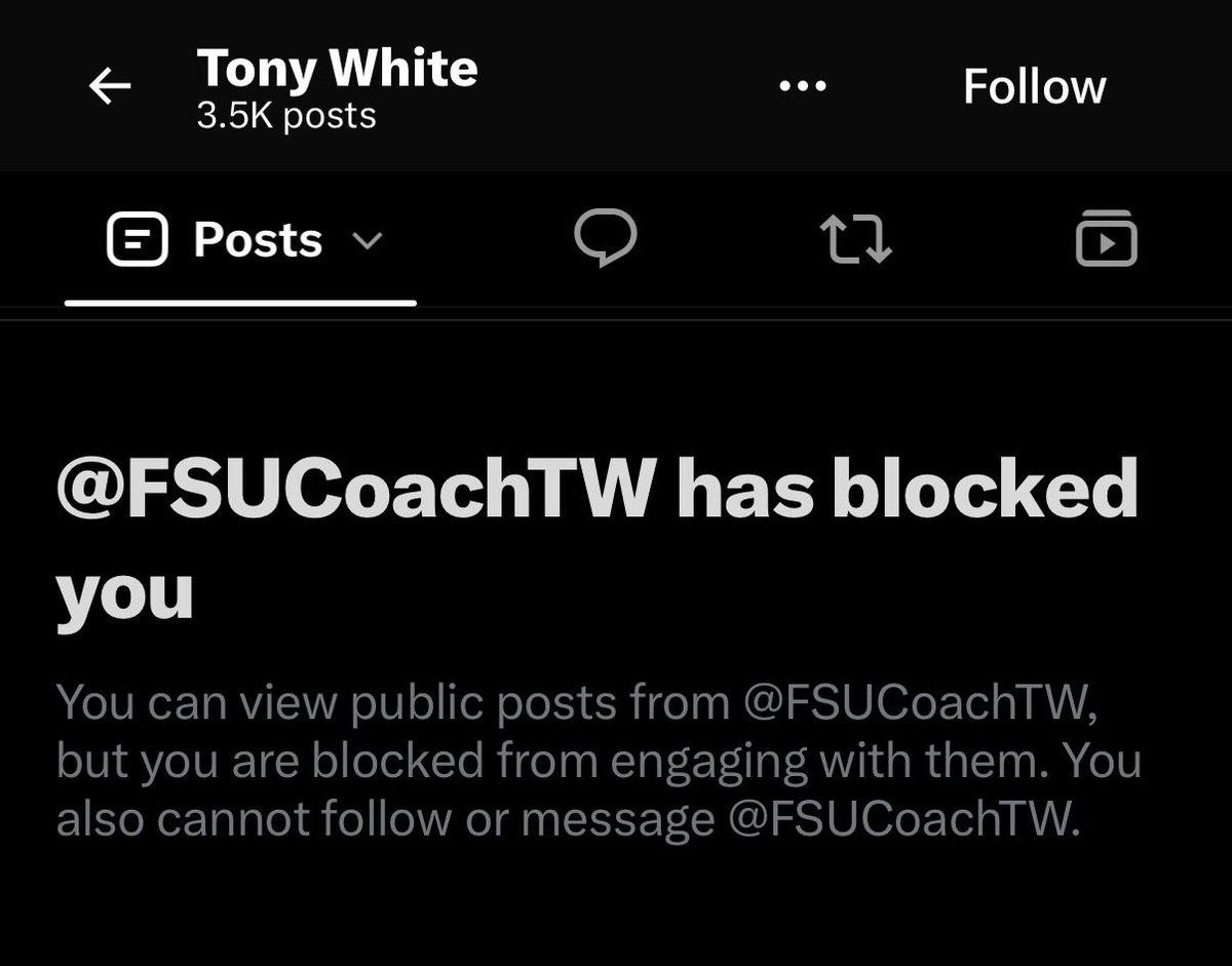 DepressedNole's tweet photo. Tony White can’t take the heat. Loser mentality https://t.co/4Lpkn0rHiw
