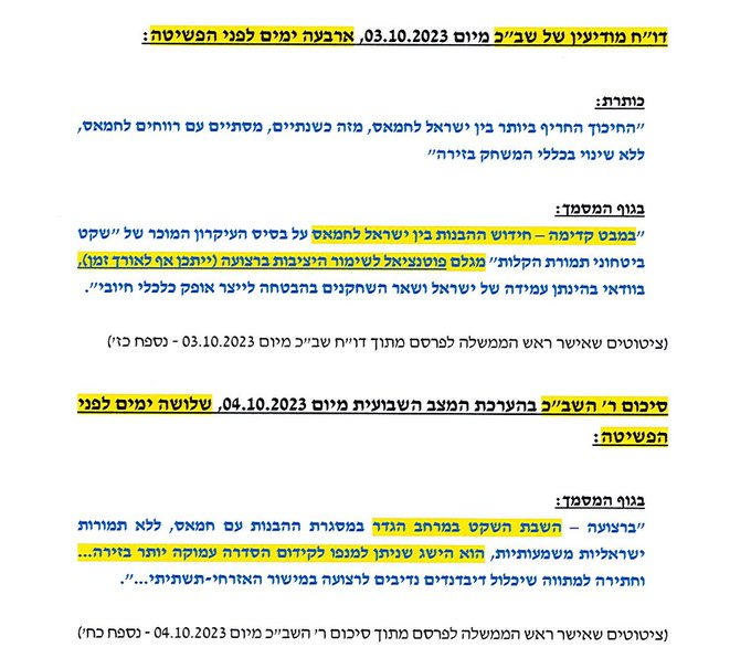 YOSSIBAUM's tweet photo. עזות מצח ברמות אחרות: רואה שאבי הכישלון רונן בר, מעז להאשים את נתניהו כאילו הוא התריע על אסון קרב ונתניהו התעלם. 
אז רק אניח כאן מתוך הפרוטוקולים: לפחות 5 פעמים בשבועיים שקדמו לטבח, כולל 3 ימים לפני הטבח, טען השב"כ ורונן בר אישית - כי חמאס *אינו מעונין* בלחימה אלא **בהסדרה** https://t.co/HUcH0a4Mob