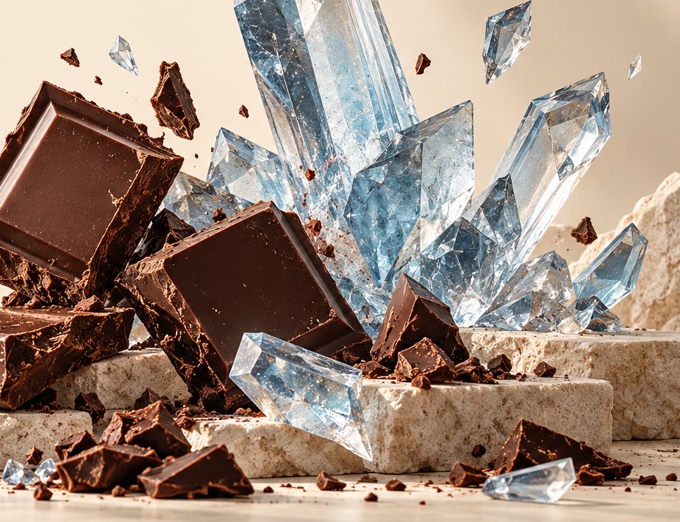 WorkerMichael's tweet photo. 1/10 Chocolate research gets surprisingly strange.

A cocoa compound can alter crystal growth. Cocoa flavanols have been tested inside human muscle. And blood theobromine levels correlate with certain ageing markers.

3 obscure findings—and what they could mean. 🧵 https://t.co/LsF8vqgICk