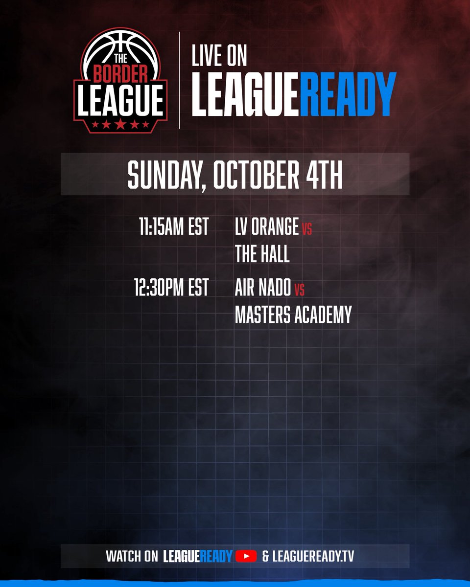 LeagueRDY's tweet photo. Complete Border League game schedule on League Ready platforms 👀🔥

Stream games live on League Ready YouTube and https://t.co/jnfNUd2xoa 📺

🔗 https://t.co/FBkYl1pdHo https://t.co/FSfanlUxfK