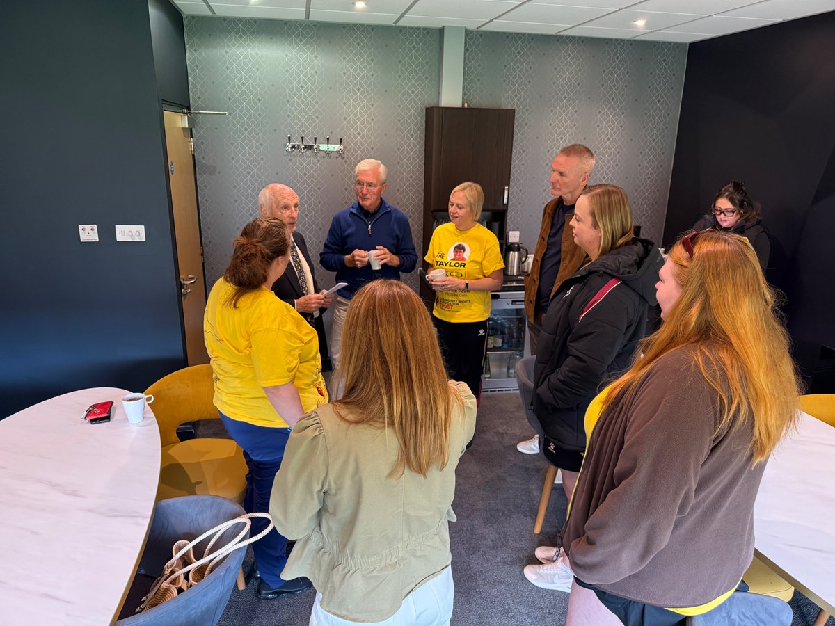 wwfcfoundation's tweet photo. 🤝 We were delighted to welcome staff from @WFCTrust this morning as they continued the Taylor Trek, in memory of former manager Graham.

Our honorary patron John Richards, former midfielder Geoff Thomas and Graham's best man Alan Morgan all came to share their memories. 💛 https://t.co/STGCuXyLxx