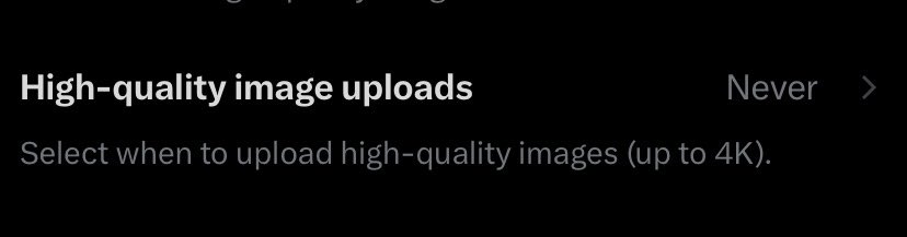 NatalieSpade69's tweet photo. Okay I think I might have just figured out why all of my posts are uploading in low quality… why the hell is this on never by default??? https://t.co/14PoTUTdcH