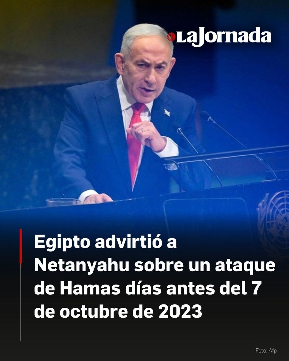 lajornadaonline's tweet photo. ⭕️ El jefe de inteligencia egipcio, Abbas Kamel, llamó al primer ministro israelí y prófugo de la Corte Penal Internacional,  Benjamin Netanyahu, días antes del ataque de Hamas del 7 de octubre de 2023 para advertirle sobre señales de un inminente asalto desde Gaza, después de que dos advertencias egipcias anteriores no fueran atendidas, informó 'Haaretz' y 'The Wall Street Journal', al citar a funcionarios de un gobierno árabe.

Lee más aquí 👇
https://t.co/8qhpmz1xPm