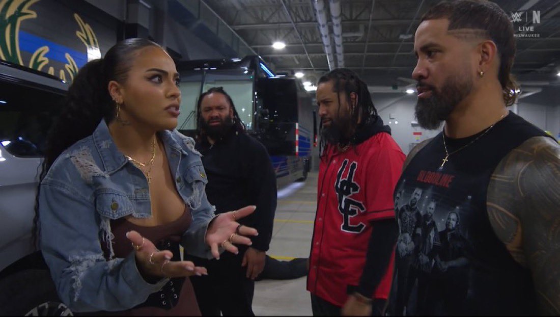 SSMWeitoish's tweet photo. The Bloodline open #WWERAW as reported by Viper Reports

No more playing slow and laying low. Final warning shot to 946 #BOW

A vehicle pulls up Jacob Fatu &amp; The Uso’s rush to the vehicle to find that JAIDA PARKER HAS ARRIVED to #WWERAW and is here to see GM Adam Pearce https://t.co/zldJ80Dy18