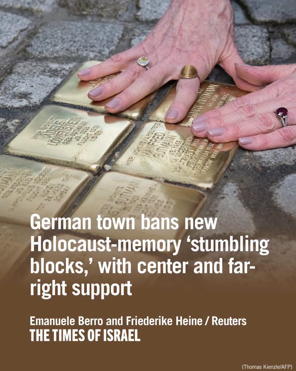 gotellauntrodie's tweet photo. An East German town has approved a motion by the far-right Alternative for Germany (AfD) and ruling center-right Christian Democratic Union (CDU) to reject future installation of brass plaques commemorating victims of Nazi persecution, https://t.co/sSyY0vcaEW