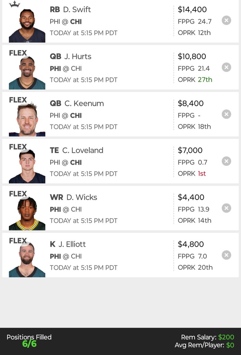 krisanthonynba1's tweet photo. Free DraftKings NFL showdown line gpp!
Message just to get in on the rest of our premium lineups for tonight's slate for either FanDuel or DraftKings for $5 each for 3 Lineups! ๐ฏ๐ค
#DraftKingsNFL #FanDuelNFL #Gambling๐ #NFLPredictions #MNF #PrizePicksNFL https://t.co/7MiEAla9gG