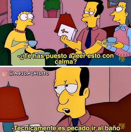 the_fake_Zekhie's tweet photo. Siempre que dicen algo como que “la biblia dice que esto es pecado” pienso en esta escena de los simpsons https://t.co/QNKsqvlwkz