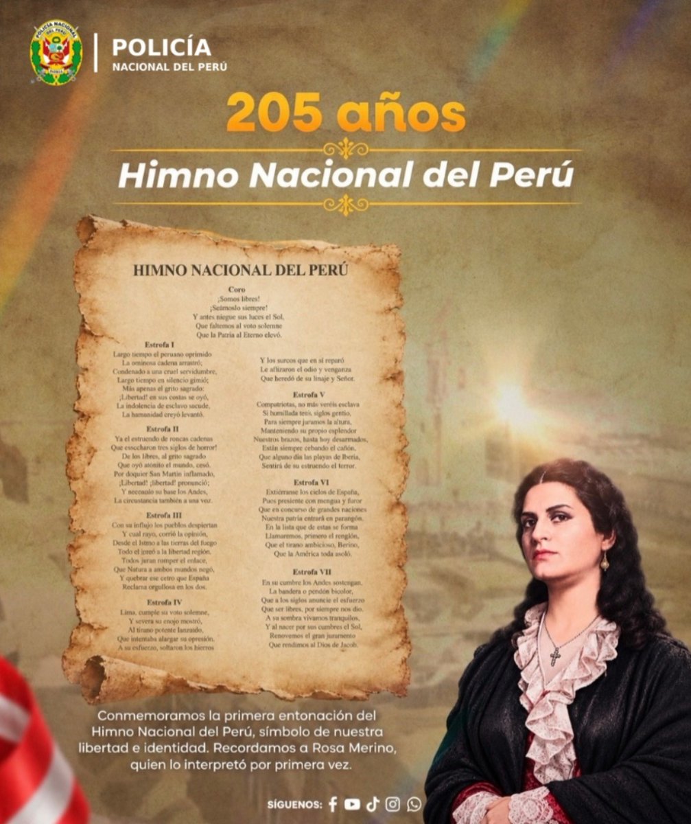 FPVRAEMOFICIAL's tweet photo. 🇵🇪 DÍA DEL HIMNO NACIONAL DEL PERÚLa Policía Nacional del Perú rinde homenaje a nuestro Himno Nacional, símbolo patrio que fortalece nuestra identidad, une a los peruanos y reafirma el orgullo de servir a la Patria.👮‍♂️🇵🇪 ¡Honor y respeto a nuestros símbolos patrios! #HimnoNacional https://t.co/heTrXDuBCc