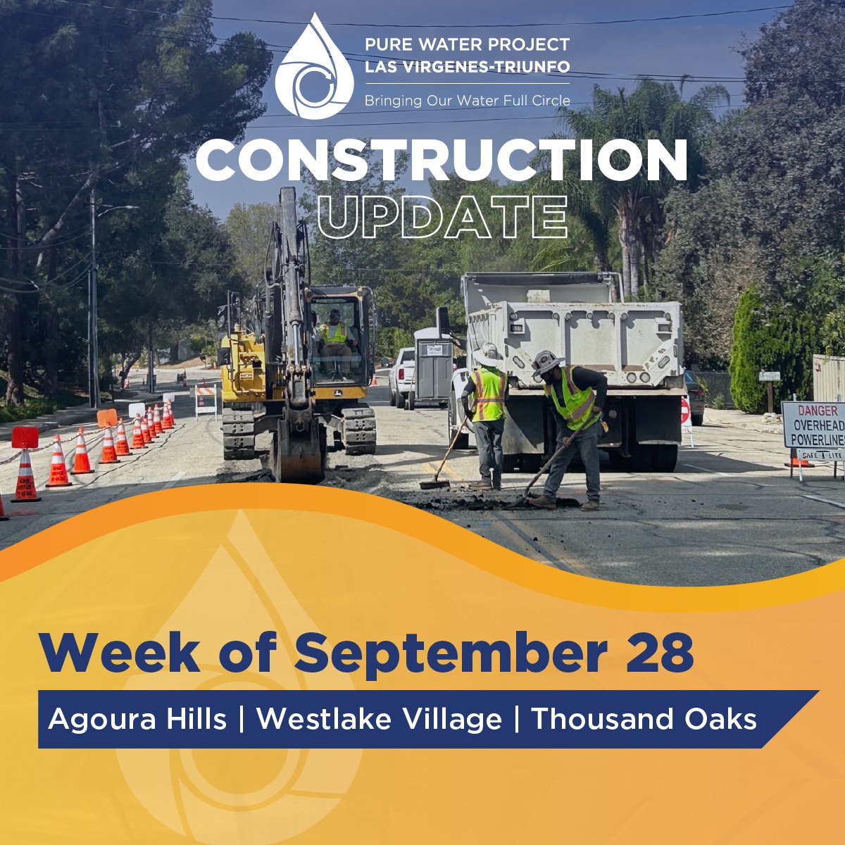 ourpureh2o's tweet photo. 👷‍♂️Construction update for week of September 28th.

Click below or visit the link in bio to view construction activity details and sign up for updates for the Cities of Agoura Hills, Westlake Village, and Thousand Oaks.

👉https://t.co/PlnE2VSBhz https://t.co/BWqL4JL69T