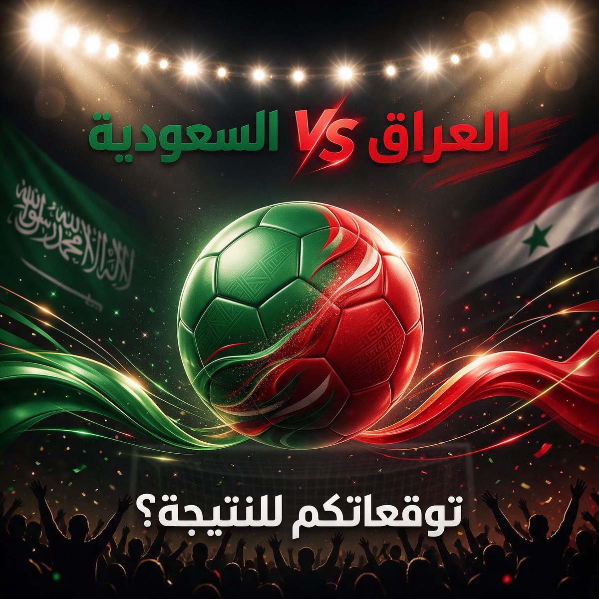 8aczf's tweet photo. «النار في جدة! 🔥⚽
السعودية 🇸🇦 ضد العراق 🇮🇶.. كلاسيكو الخليج يقرر الصدارة!
الأخضر عايز يفوز ويكمل المشوار، والعراق جاهز للمفاجأة.
توقعاتكم للنتيجة؟ 🤔🔥
#السعودية_العراق #خليجي27» https://t.co/p4He2EKEpx