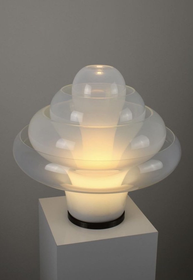 formsarchive's tweet photo. This was the softer, more poetic side of the Space Age.  

Murano glass lamps 
Carlo Nason, 1960s. https://t.co/m8gGK26qxI