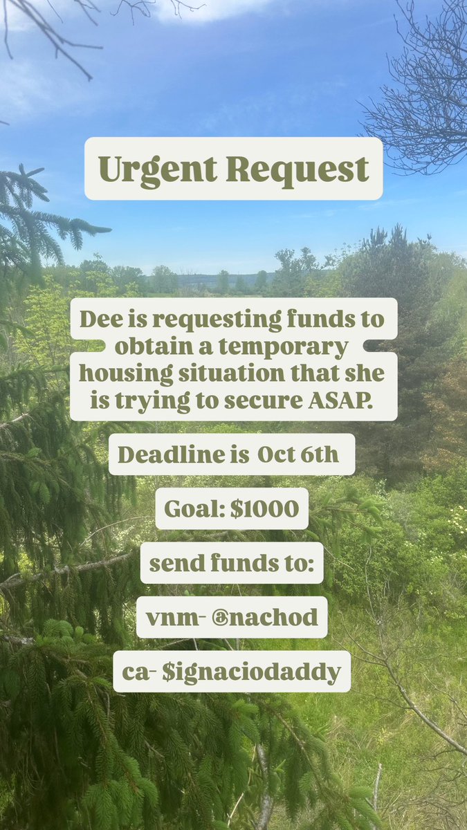 deecolonizer's tweet photo. 🚨 URGENT REQUEST 🚨

i need some support to secure housing

pls don8, cher &amp; interact w/ this CF

goal: $1000

vnm: @ nachod
ca: $ignaciodaddy https://t.co/FYcbE8HKTf