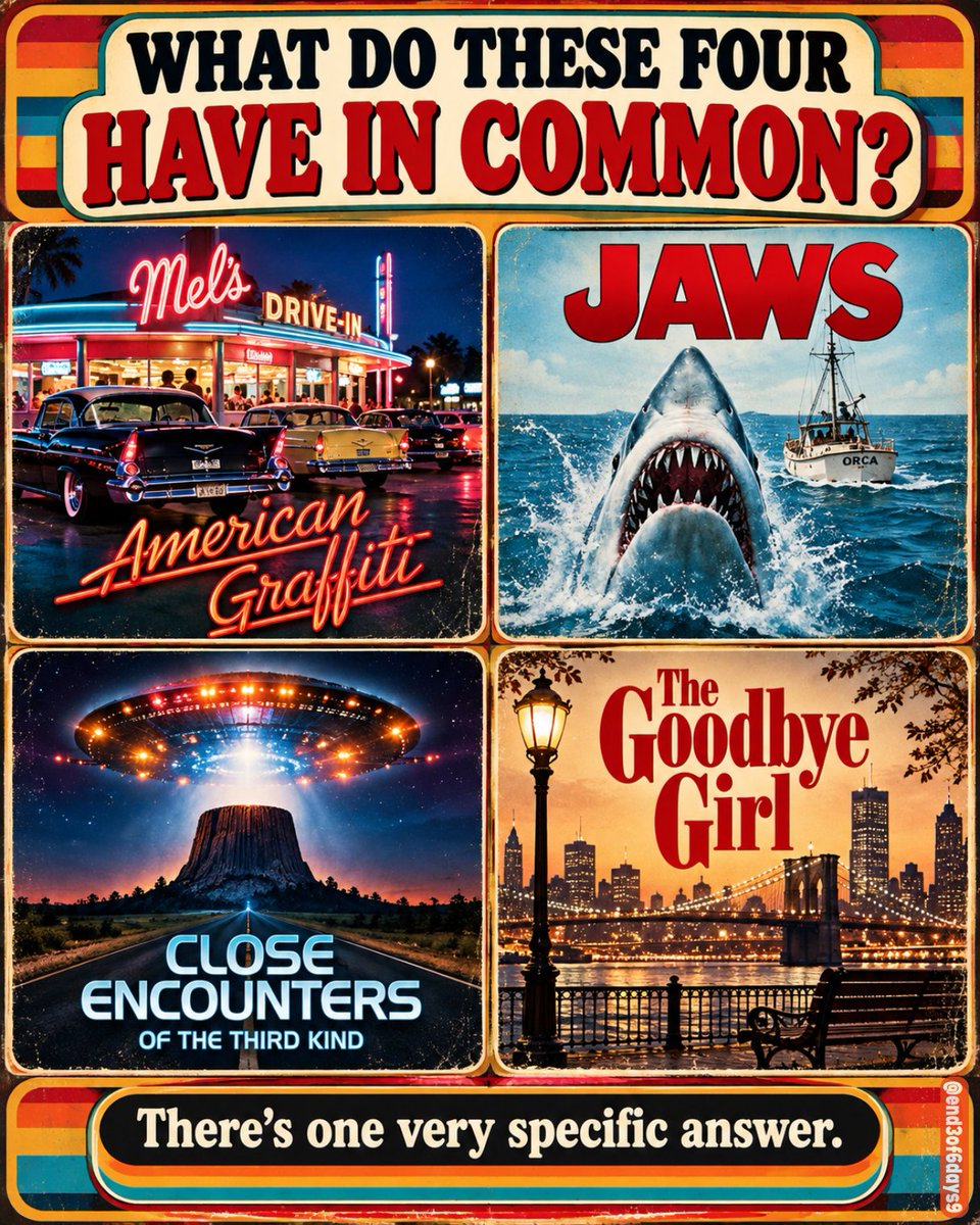 end3of6days9's tweet photo. Four huge ’70s movies. One connection.

What do all four have in common? https://t.co/Qk1LJEASVC