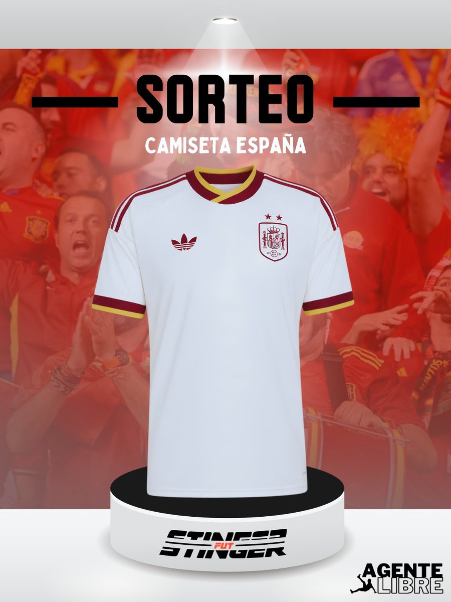 AgenteLibre_dig's tweet photo. 𝐒𝐎𝐑𝐓𝐄𝐎 𝐂𝐀𝐌𝐈𝐒𝐄𝐓𝐀 𝐄𝐒𝐏𝐀Ñ𝐀 🎁🇪🇸

Si España gana mañana a Croacia con gol de Mikel Oyarzabal, sortearemos esta camiseta de la 2º estrella entre todos los que ⚽️⭐️:

- Sigan a @agentelibre_dig y @fut_stinger ✅
- Den RT a este post 🔄

¡SUERTE A TODOS! 🍀 https://t.co/Wwce8TUfbV