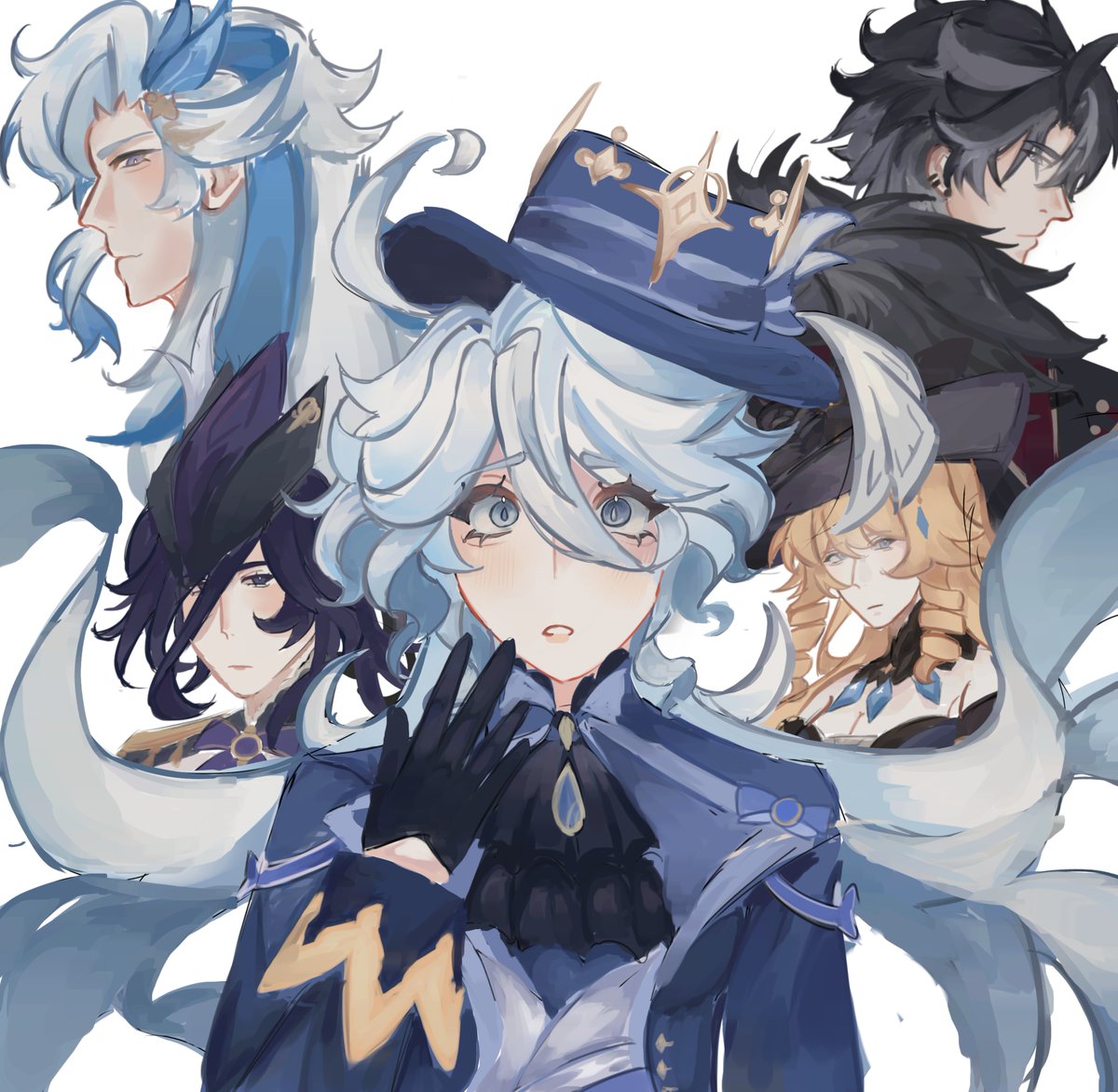 Phairemv's tweet photo. Furina.... 

#GenshinImpact #Furina #neuvilette #wriothesley #clorinde #navia 
i wanted to post my old art heh https://t.co/opyyRp111a