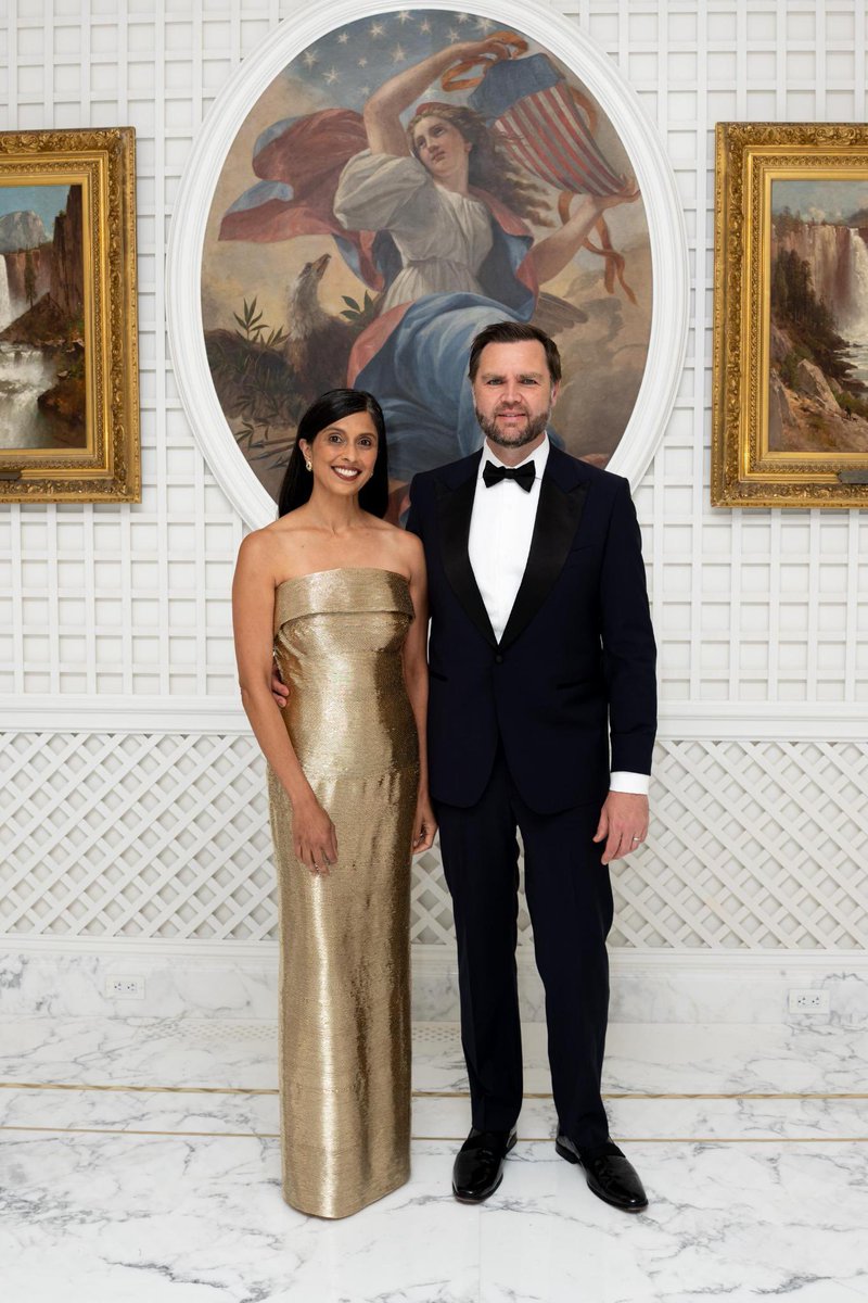 VP's tweet photo. 📸Vice President Vance and @SLOTUS Usha Vance at the White House State Dinner https://t.co/oHRfVcKCtG