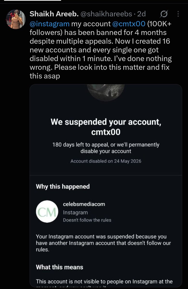 shaikhareebs's tweet photo. @instagram fck u Instagram , today my 18th account got banned within a second after creating, my ip is banned, i can no longer create account on my device, i need to use my mac for using ig, wth? resolve this matter asap https://t.co/XlK2dqX7ee