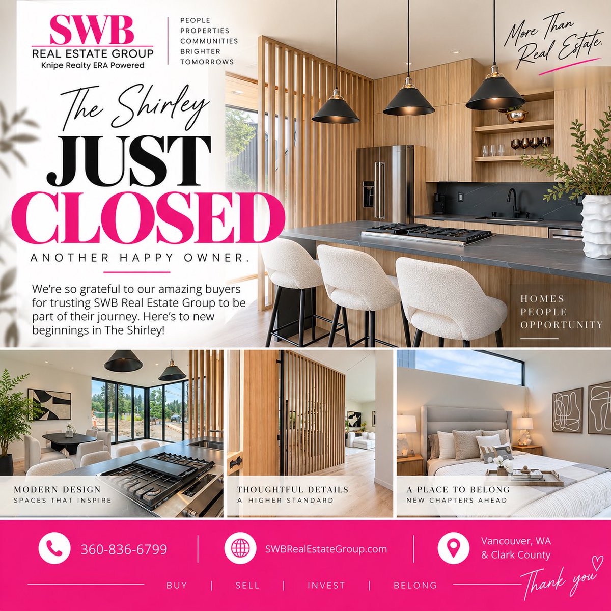 SWBGroup's tweet photo. JUST CLOSED — The Shirley! 🏡

Congratulations to the new homeowners, and congratulations to Posh Pockets NW on another successful closing! 💗

SWB Real Estate Group
Knipe Realty ERA Powered
📞 360-836-6799
🌐 https://t.co/70tdAnX6mh

#RealEstate #pnw #JustClosed https://t.co/v5SPCsKtBE
